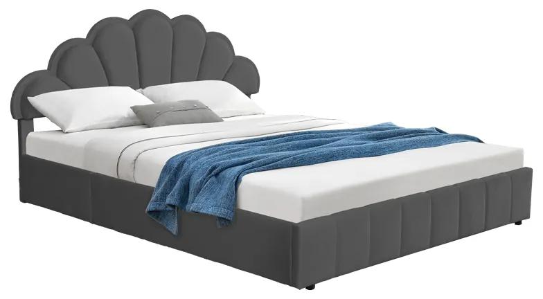 Κρεβάτι διπλό Wardie  βελούδο ανθρακί με αποθηκευτικό χώρο 160x200εκ Model