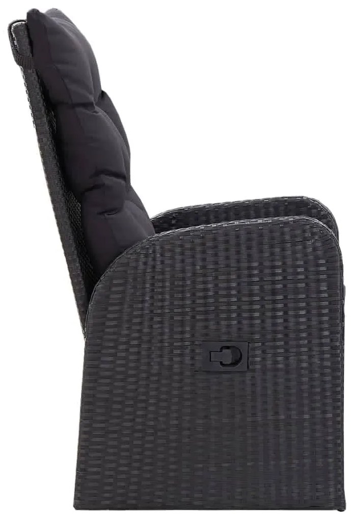 vidaXL Σετ Τραπεζαρίας Κήπου 7 Τεμαχίων Μαύρο με Μαξιλάρια