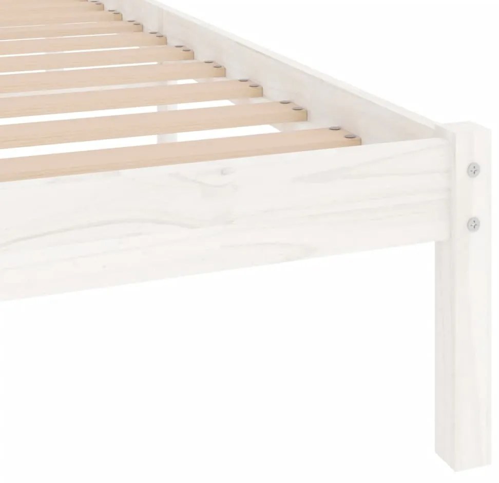 vidaXL Πλαίσιο Κρεβατιού Λευκό 75x190 εκ. Μασίφ Ξύλο Small Single