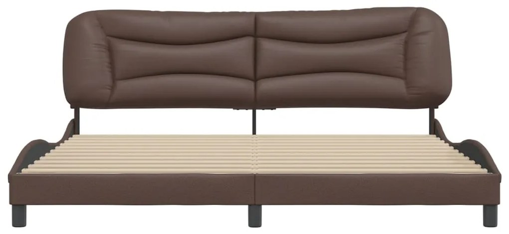 vidaXL Πλαίσιο κρεβατιού χωρίς Στρώμα Hvar Καφέ 200x200 εκ. Συνθετικό Δέρμα