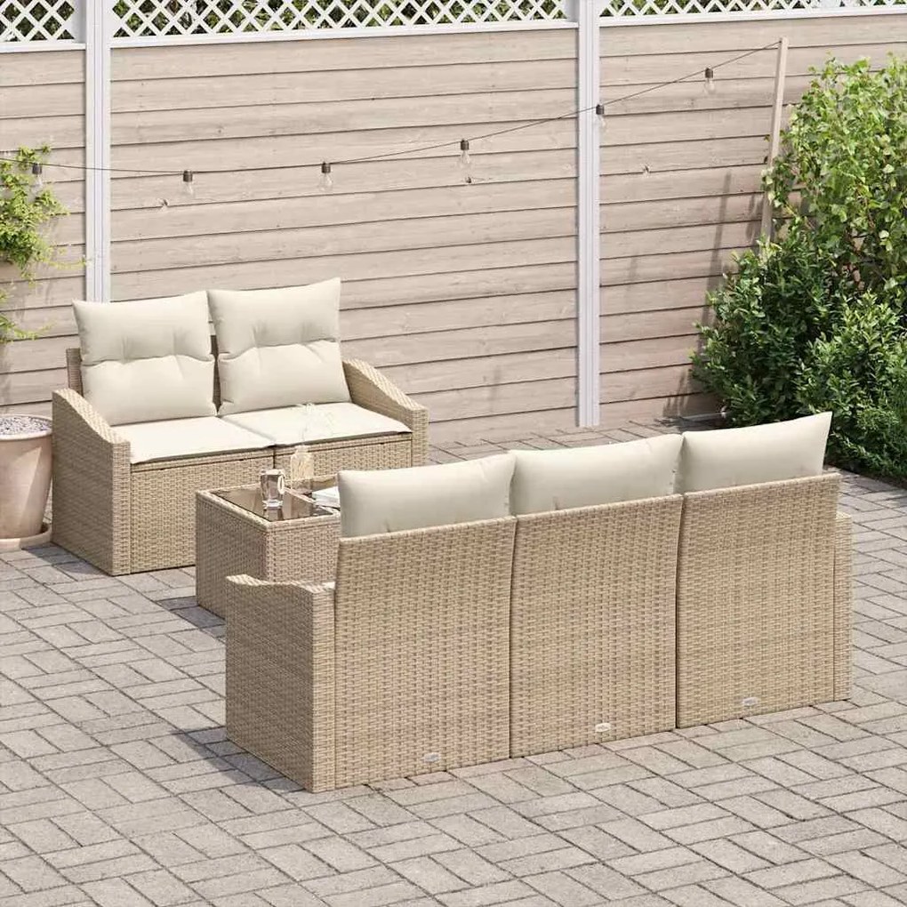 vidaXL Σετ Καναπέ Κήπου με μαξιλάρι 6 pcs Μπεζ, Κρέμα 55 x 55 x 37 εκ