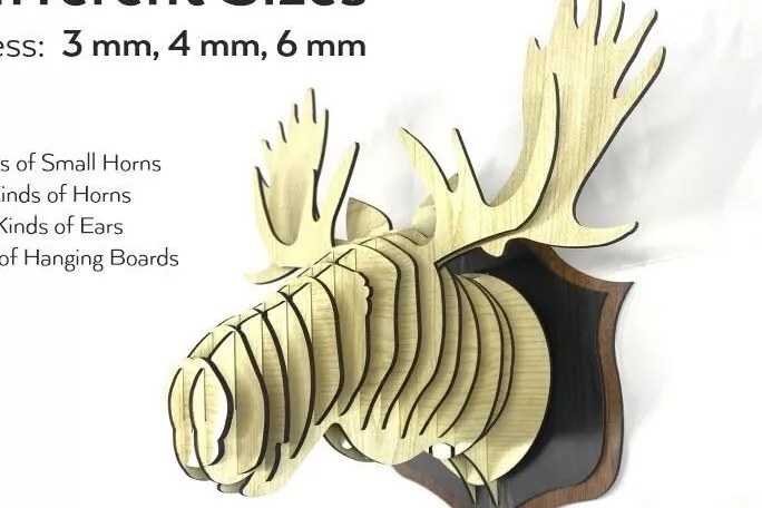 Σετ των 2 Intra απο ξύλο plywood 3mm-4mm πάχος Christmas Deer , Ξύλινο τρισδιάστατο παζλ Δίασταση 15x15 cm INTRAFABR-39455663