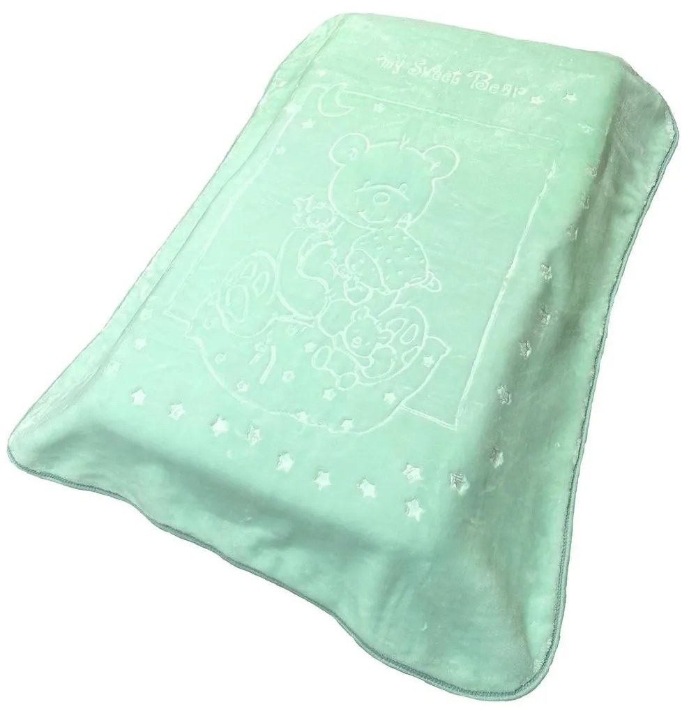 Κουβέρτα Κούνιας Βελουτέ Ανάγλυφη Bebe Sweet Bear 15 Mint 110x140 - Dimcol