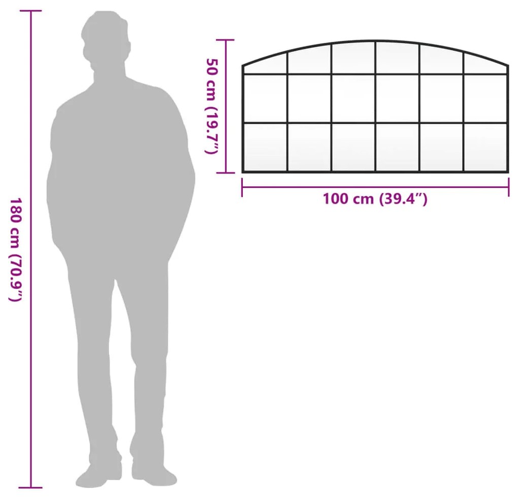 Καθρέφτης Τοίχου Αψίδα Μαύρος 100 x 50 εκ. από Σίδερο - Μαύρο