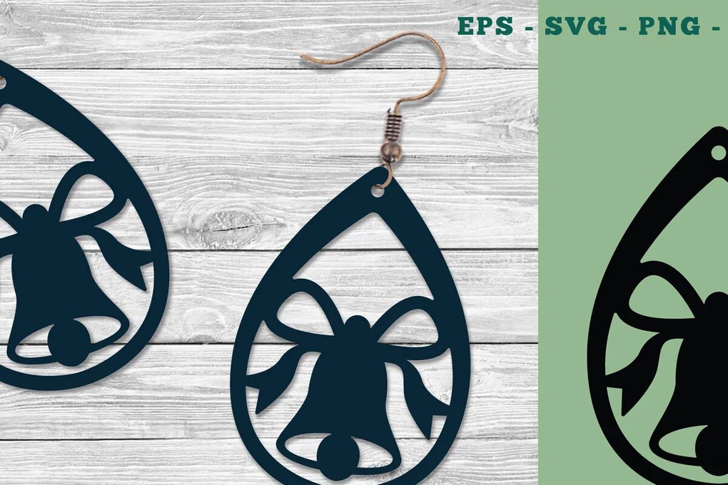 Intra απο ξύλο plywood 3mm-4mm πάχος Χριστουγεννιάτικα σκουλαρίκια καμπάνας σχέδιο Δίασταση 3x3 cm INTRAFABR-111318089