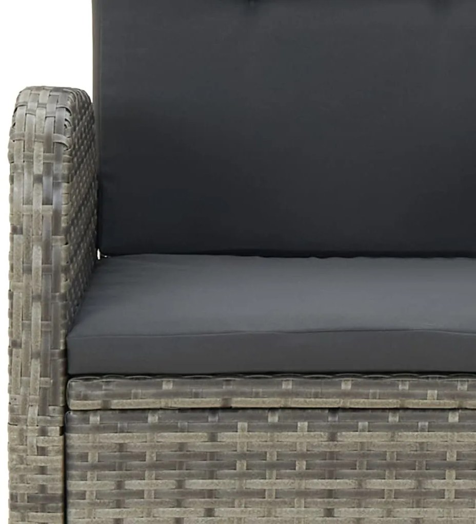 vidaXL Σετ Τραπεζαρίας Κήπου 7 τεμ. Γκρι Συνθ. Ρατάν με Μαξιλάρια