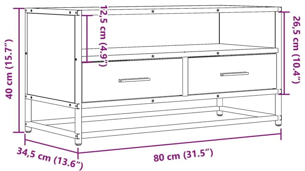 ΈΠΙΠΛΟ ΤΗΛΕΟΡΑΣΗΣ ΓΚΡΙ SONOMA 80X34,5X40 ΕΚ. ΕΠΕΞ. ΞΥΛΟ 848812