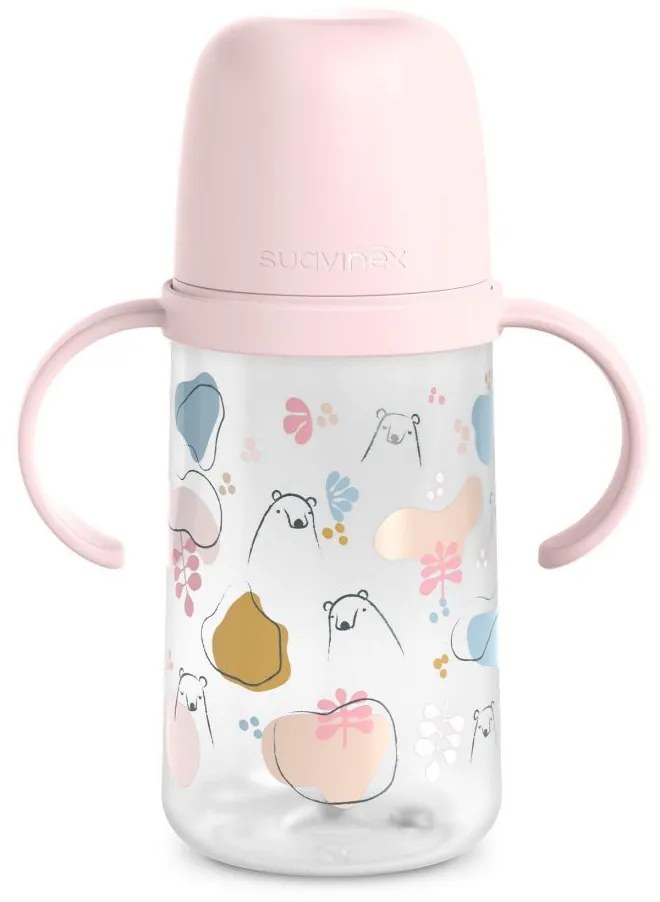 Suavinex Μπουκάλι Εκπαιδευτικό με λαβές 270ml +6μ BEAR Pink
