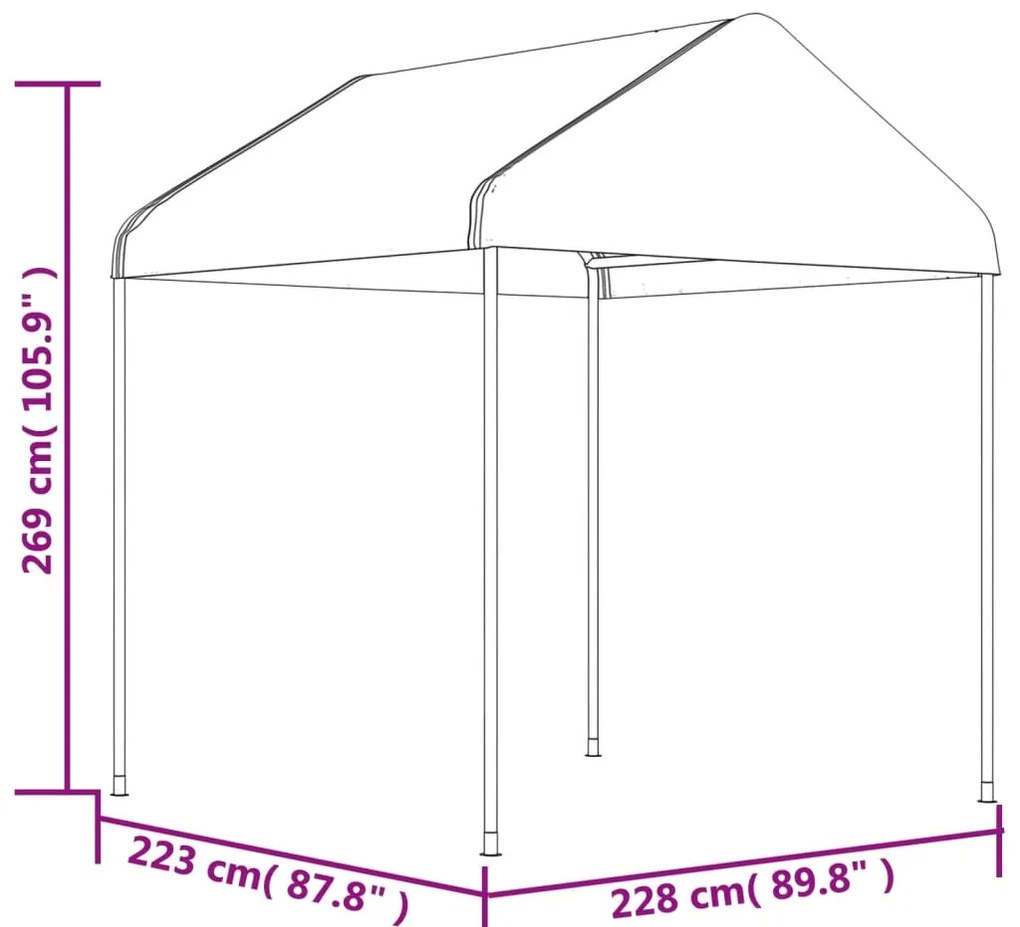 vidaXL Κιόσκι με Τέντα Λευκό 4,46 x 2,28 x 2,69 μ. από Πολυαιθυλένιο