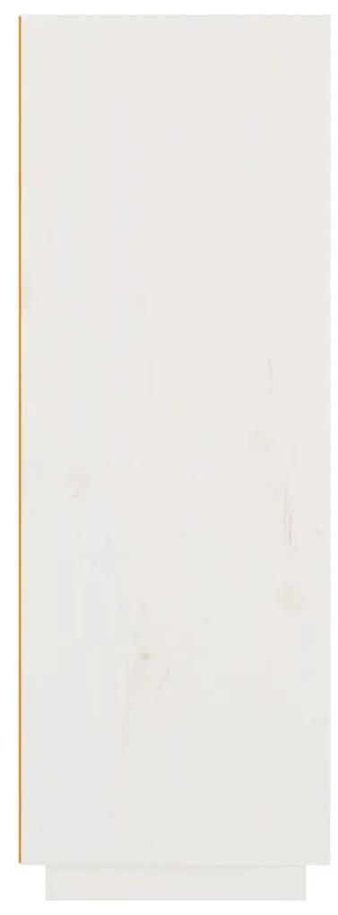 vidaXL Ντουλάπι Ψηλό Λευκό 60x40x116,5 εκ. από Μασίφ Ξύλο Πεύκου
