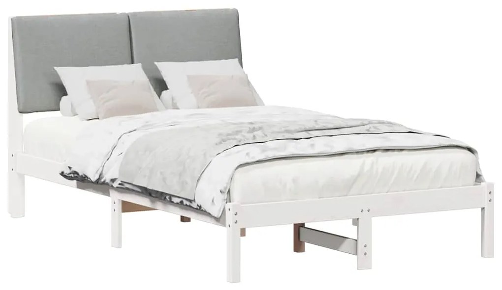 vidaXL Σκελετός Κρεβατιού Λευκό και ανοιχτό γκρι 135 x 190 cm