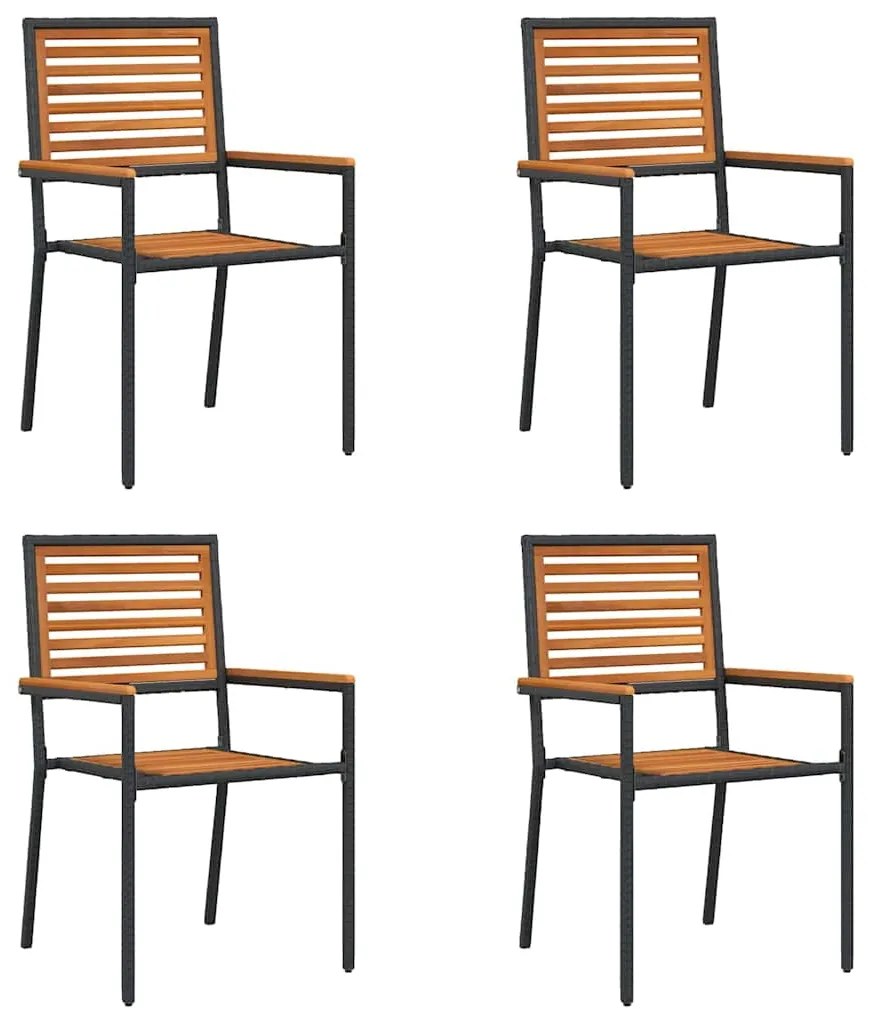 vidaXL Καρέκλες κήπου που σωριάζονται 4 pcs Καφέ, Μαύρο