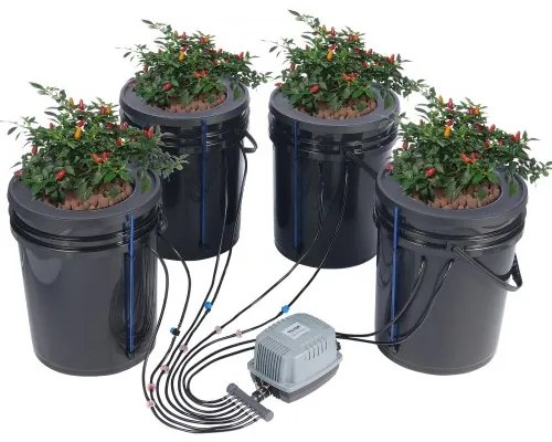 VEVOR DWC Hydroponics Grow System Deep Water Culture with Top Drip 4 Buckets