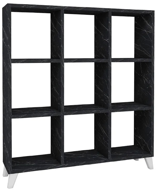 Βιβλιοθήκη Saul Megapap χρώμα μαύρο εφέ μαρμάρου 88,2x20x88,2εκ.