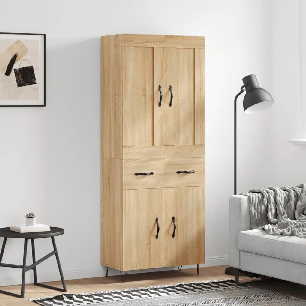 vidaXL Ντουλάπι Sonoma δρυς 69,5 x 34 x 180 εκ. από Επεξεργασμένο Ξύλο