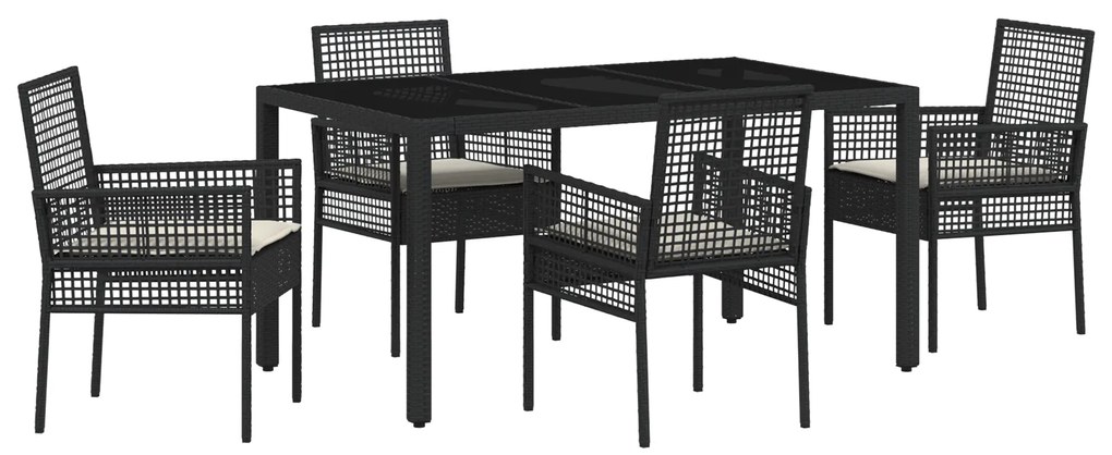 vidaXL Σέτ φαγητού για κήπο 5 pcs Μαύρο 150 x 90 x 75 cm