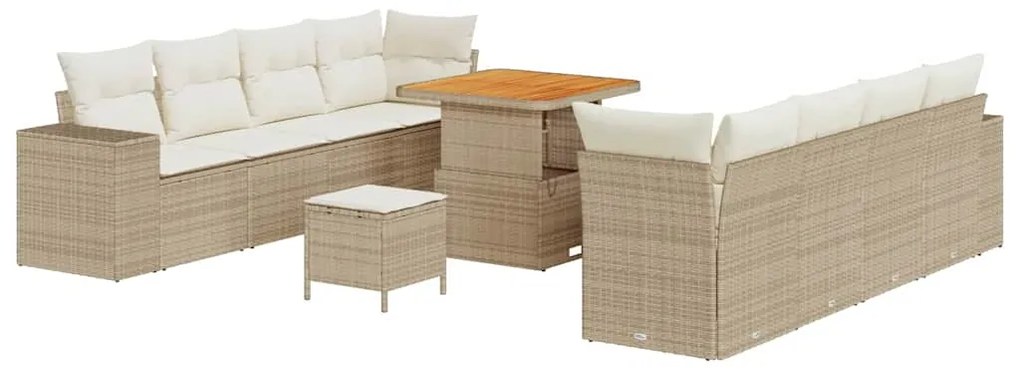 vidaXL Σετ Καναπέ Κήπου με μαξιλάρι 11 pcs Μπεζ, Κρέμα 80 x 80 x 71 cm