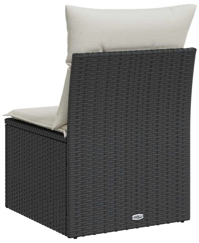 vidaXL Καναπές Κήπου Χωρίς Μπράτσα Μαύρος Συνθετικό Ρατάν με Μαξιλάρια