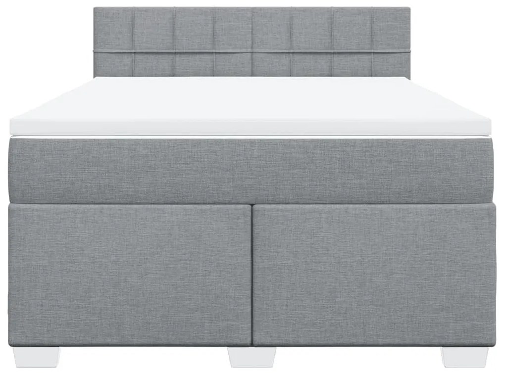 Κρεβάτι Boxspring με Στρώμα Ανοιχτό Γκρι 140x200 εκ. Υφασμάτινο - Γκρι