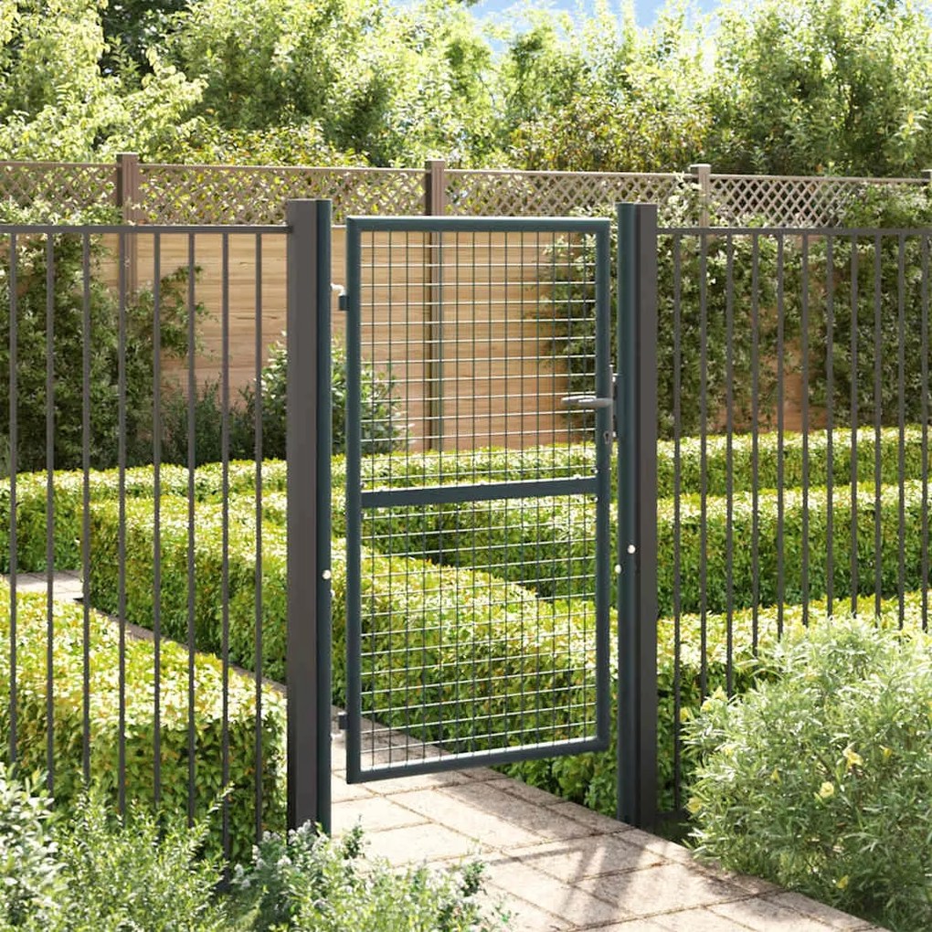 vidaXL Πόρτα Κήπου με Πλέγμα Γκρι 100x150 εκ. από Γαλβανισμένο Ατσάλι