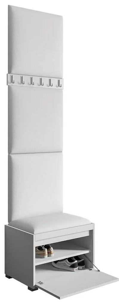 Σετ διαδρόμου Trenton 141, 65x34cm, 23 kg, Άσπρο, Οικολογικό δέρμα, Πλαστικοποιημένη μοριοσανίδα, Εντοιχισμένη, Τοίχου | Epipla1.gr