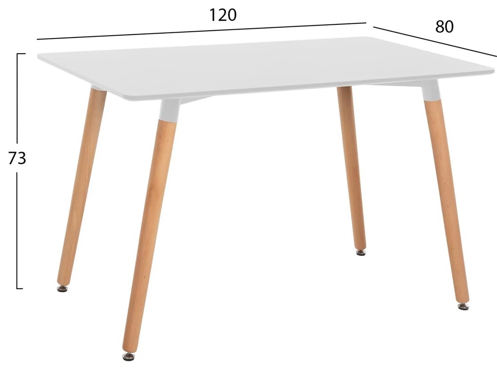 Σετ τραπεζαρίας MINIMAL C21172 5τμχ Λευκό MDF &amp; Καρέκλες Λευκό - Φυσικό 120x80x73 εκ.