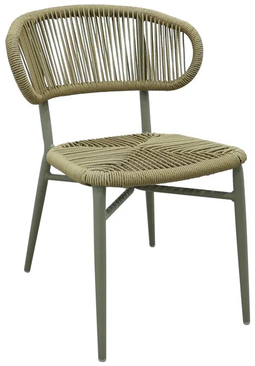 Καρέκλα στοιβαζόμενη Agus pakoworld αλουμίνιο καφέ-pe rattan σε φυσική απόχρωση 55x63x77εκ