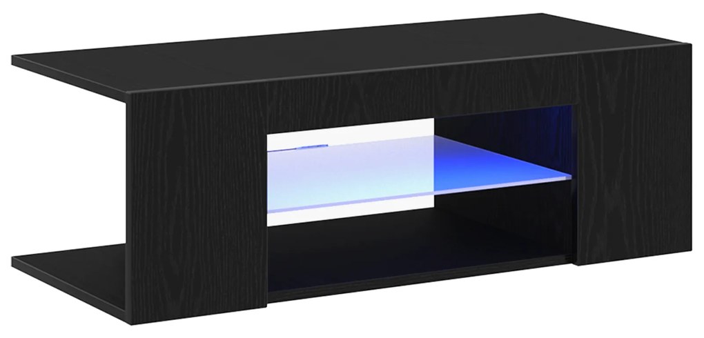 vidaXL Ντουλάπα τηλεόρασης με LED φώτα Μαύρη Δρυς 90x39x30 εκ από επεξεργασμένο ξύλο