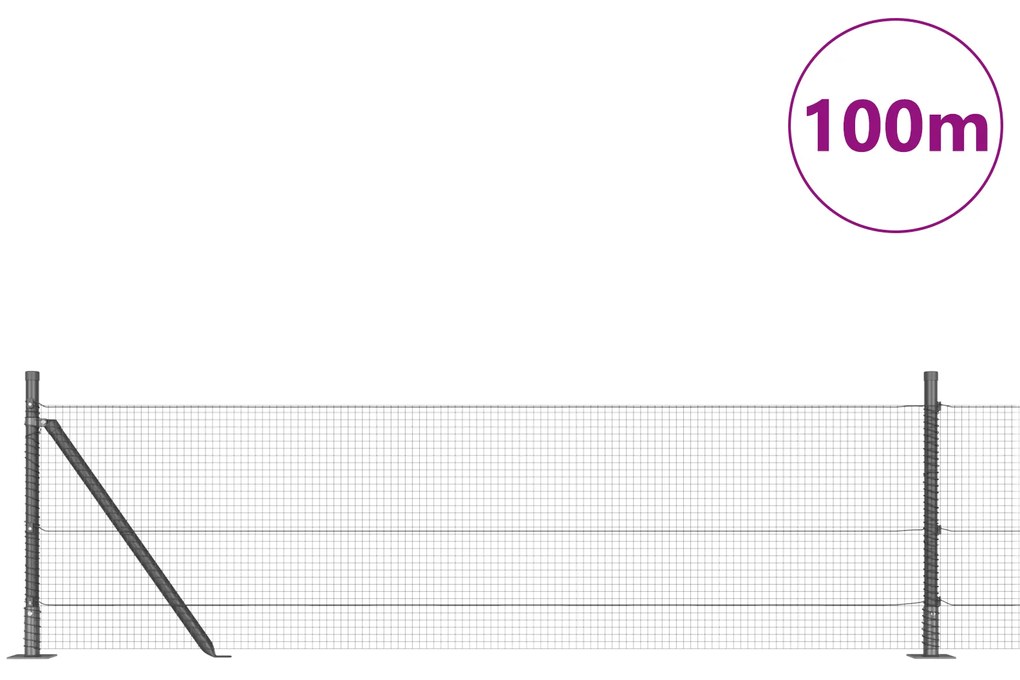 vidaXL Σιδερένιος Φράχτης  με 13 Στήλες 0.6x100 μ Γαλβανισμένο Ατσάλι