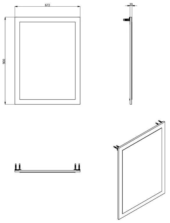 Καθρέπτης Τοίχου Kent PS OG Λευκός Δρύς 67x2x91,5 εκ. 67x2x91.5 εκ.