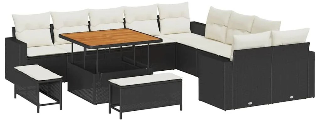 vidaXL Σετ Καναπέ Κήπου 13 pcs Μαύρο συνθετικό ρατάν