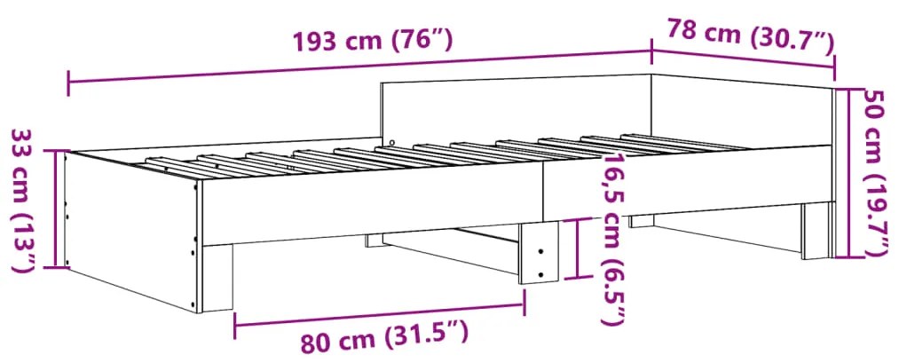 ΠΛΑΙΣΙΟ ΚΡΕΒΑΤΙΟΥ ΓΚΡΙ SONOMA 75X190 ΕΚ. ΕΠΕΞΕΡΓΑΣΜΕΝΟ ΞΥΛΟ 849598