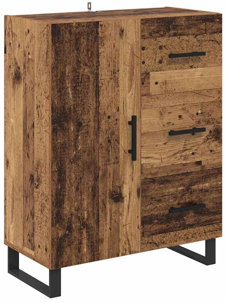 vidaXL Highboard με συρτάρι 2 pcs Παλιό Ξύλο Σύνθετο Ξύλο και Γυαλί