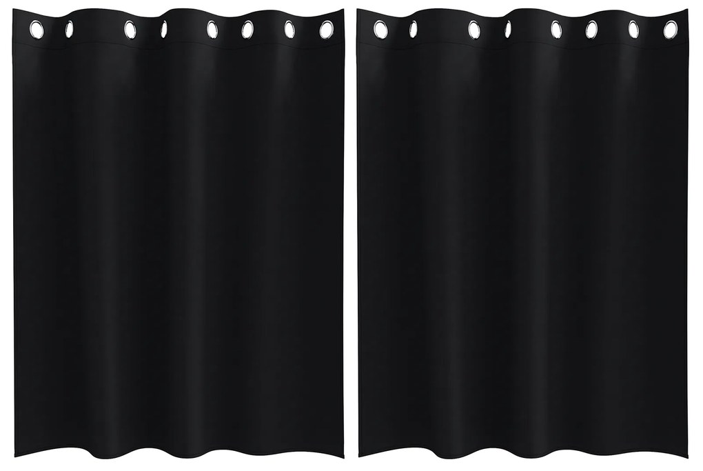 vidaXL Κουρτίνες με κουρτίνες 2 pcs Μαύρο 140 x 140 cm Πολυεστέρας