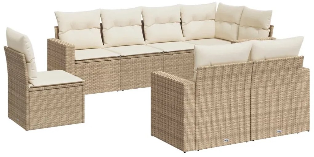 vidaXL Σαλόνι Κήπου Σετ 8 τεμ. Μπεζ Συνθετικό Ρατάν με Μαξιλάρια