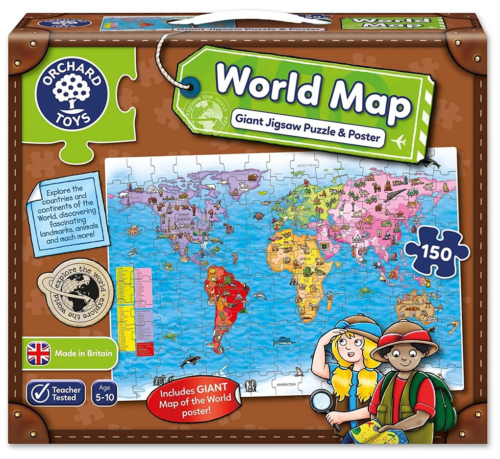 World Map Puzzle + Poster Orchard Toys