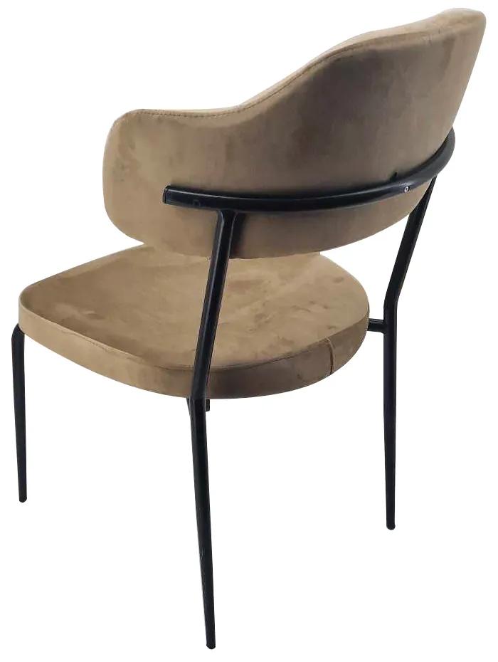 Artekko Live Καρέκλα με Μεταλλικό Σκελετό και Βελούδο Καφέ/Μαύρο (53x60x88)cm