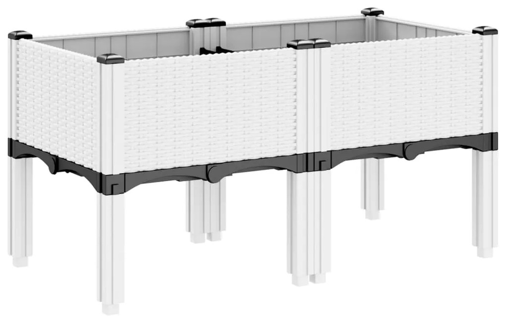 vidaXL Ζαρντινιέρα Κήπου με Πόδια Λευκή 80x40x42 εκ. Πολυπροπυλένιο