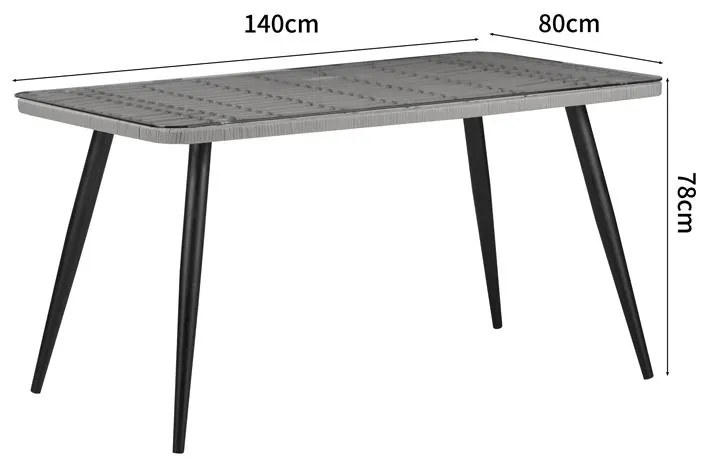 Σετ κήπου - Τραπεζαρία Naoki 5 τεμ. γυαλί - pe rattan φυσικό - μαύρα πόδια 140x80x78 εκ. 140x80x78 εκ.