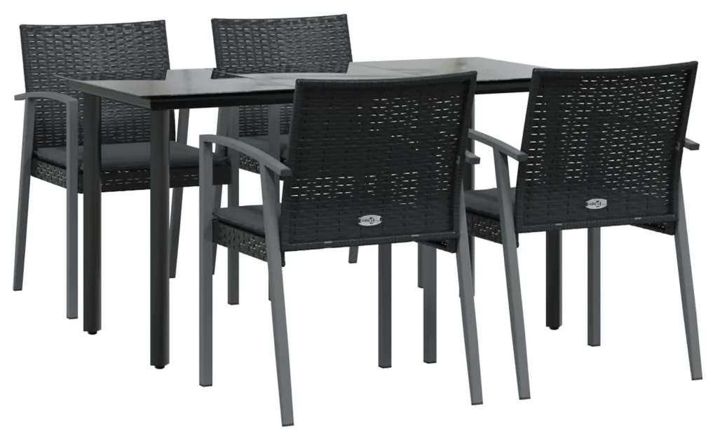 vidaXL Σετ Τραπεζαρίας Κήπου 5 τεμ. Συνθ. Ρατάν / Ατσάλι με Μαξιλάρια