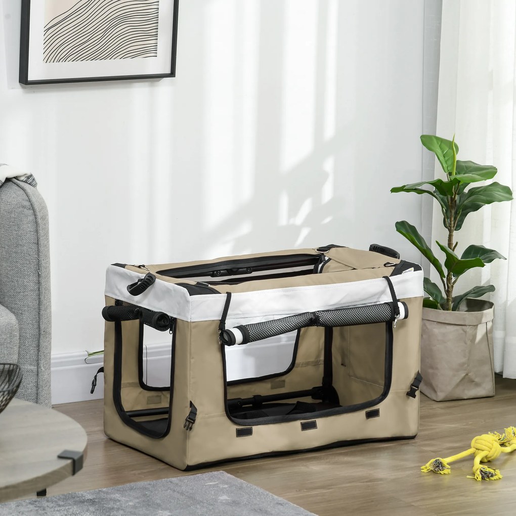 Καρότσι σκύλου PawHut για κατοικίδια, αναδιπλούμενο, αποσπώμενο καλάθι, 81 x 58 x 97,5 cm, μαύρο+χακί+λευκό