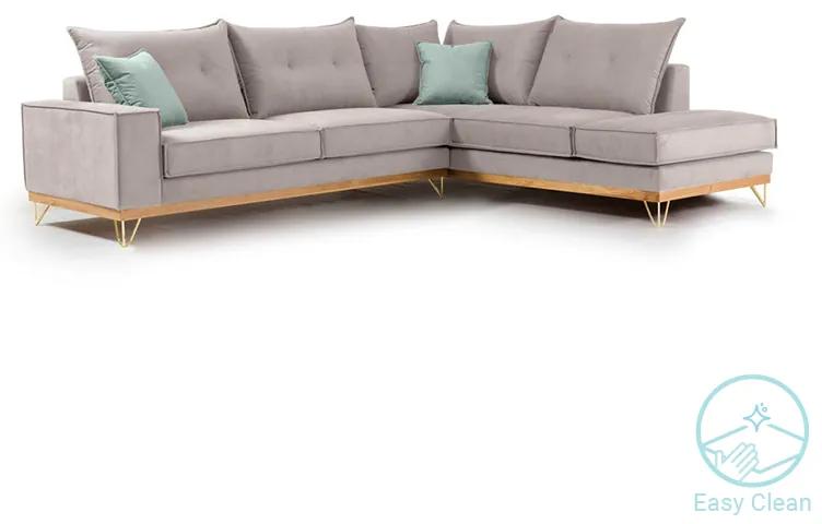 Γωνιακός καναπές αριστερή γωνία Luxury II pakoworld ύφασμα elephant-ciel 290x235x95εκ - Ύφασμα - 168-000013