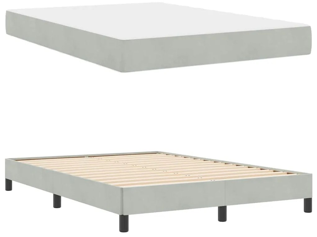 vidaXL Κρεβάτι box spring με στρώμα Ανοιχτό γκρι 160 x 200 cm Βελούδο