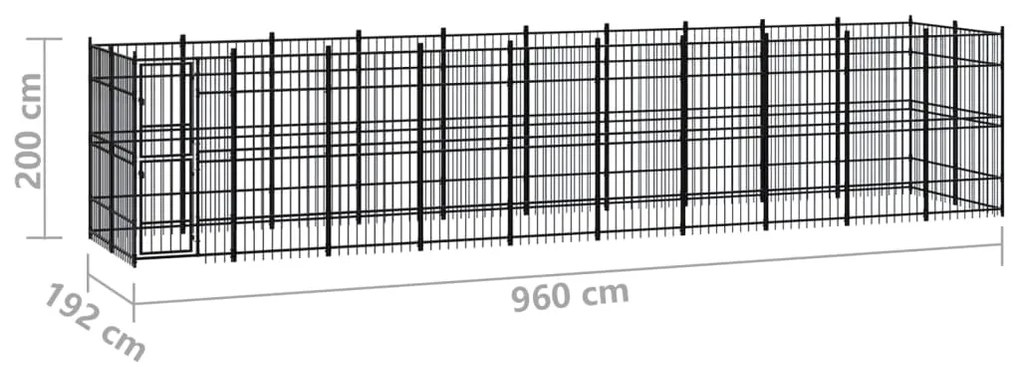Κλουβί Σκύλου Εξωτερικού Χώρου 18,43 μ² από Ατσάλι - Μαύρο