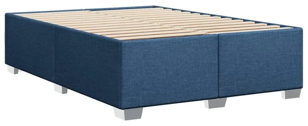 Κρεβάτι Boxspring με Στρώμα Μπλε 140x200 εκ. Υφασμάτινο - Μπλε