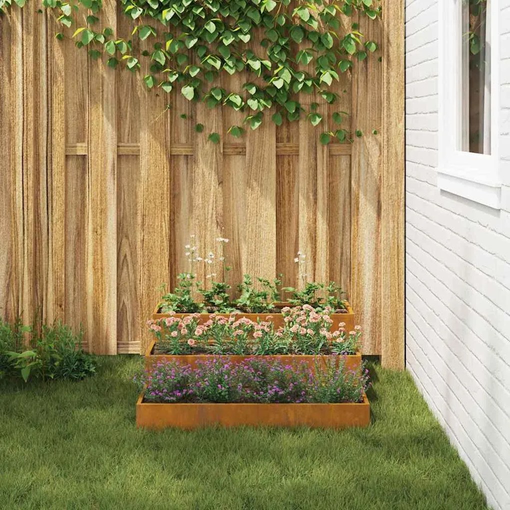 vidaXL Γλάστρα Κήπου Σκ rusty 90 x 90 x 35 εκ