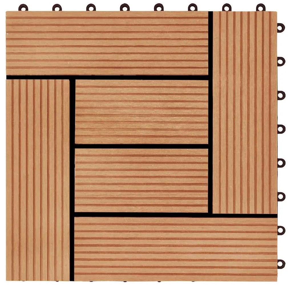 vidaXL Πλακάκια Deck 11 τεμ. Χρώμα Teak 30 x 30 εκ. 1 μ² από WPC