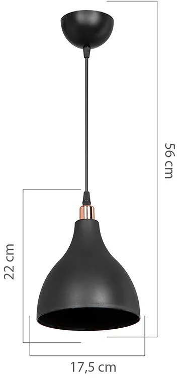 Φωτιστικό οροφής μονόφωτο Lofty pakoworld Ε27 μαύρο Φ18x22εκ