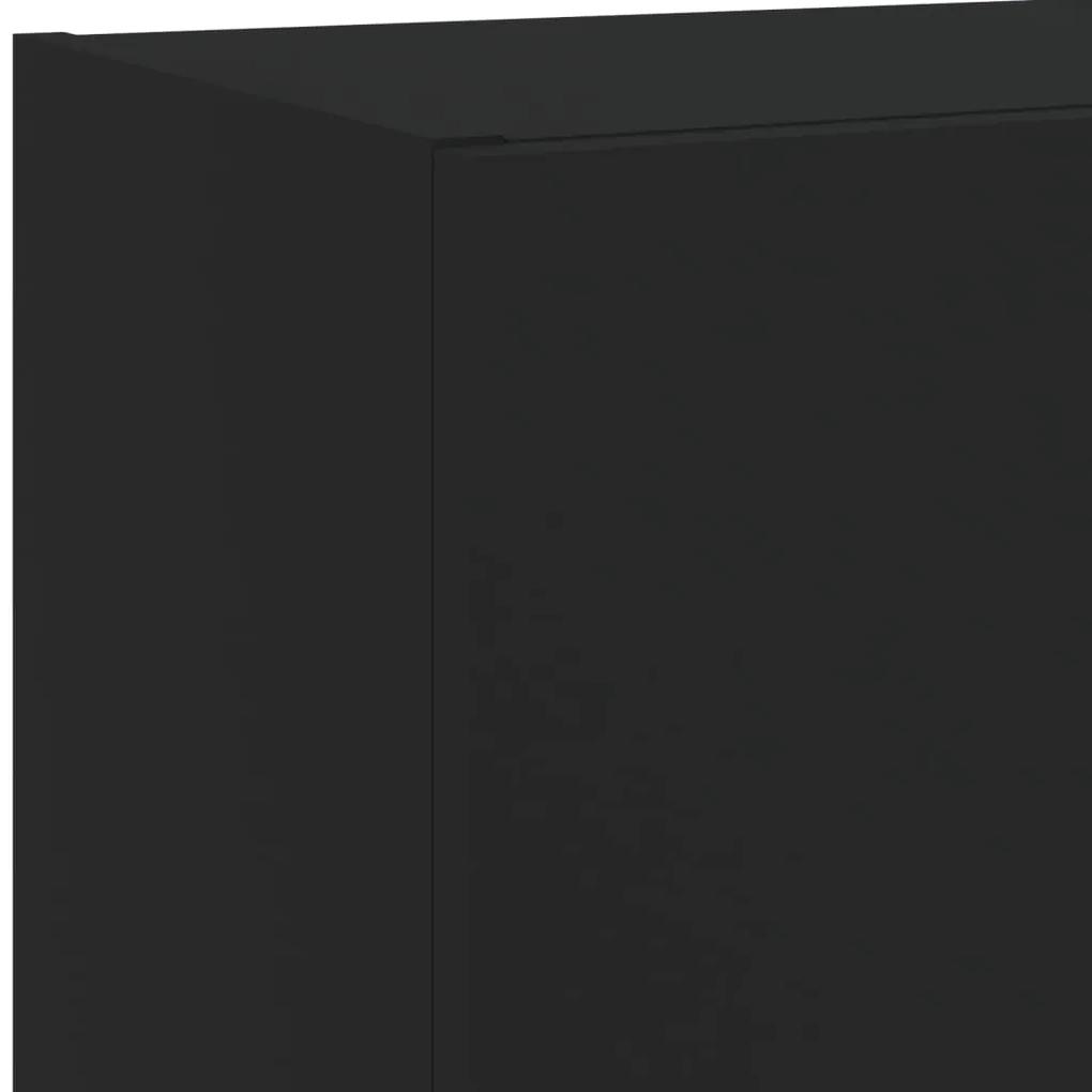 Έπιπλα Τοίχου Τηλεόρασης 5 τεμ LED Μαύρα από Επεξεργασμένο Ξύλο - Μαύρο