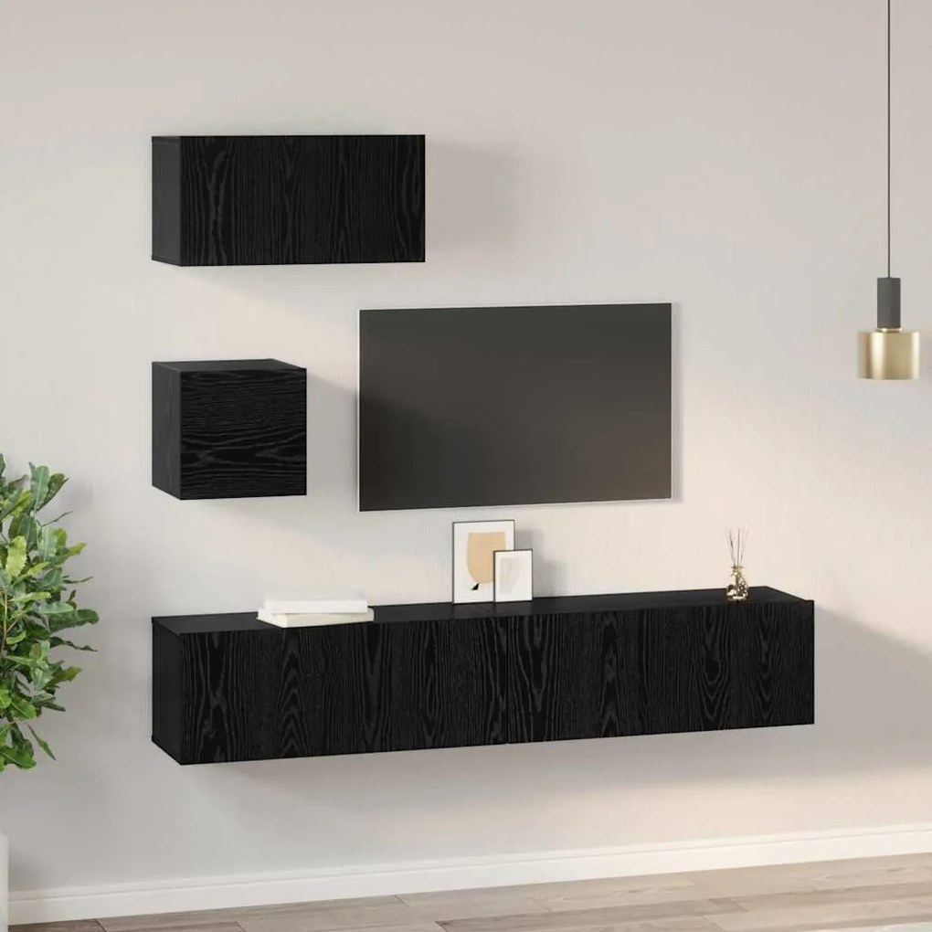 vidaXL Σετ επίπλου τηλεόρασης 4 pcs Μαύρη δρυς 80 x 30 x 30 εκ
